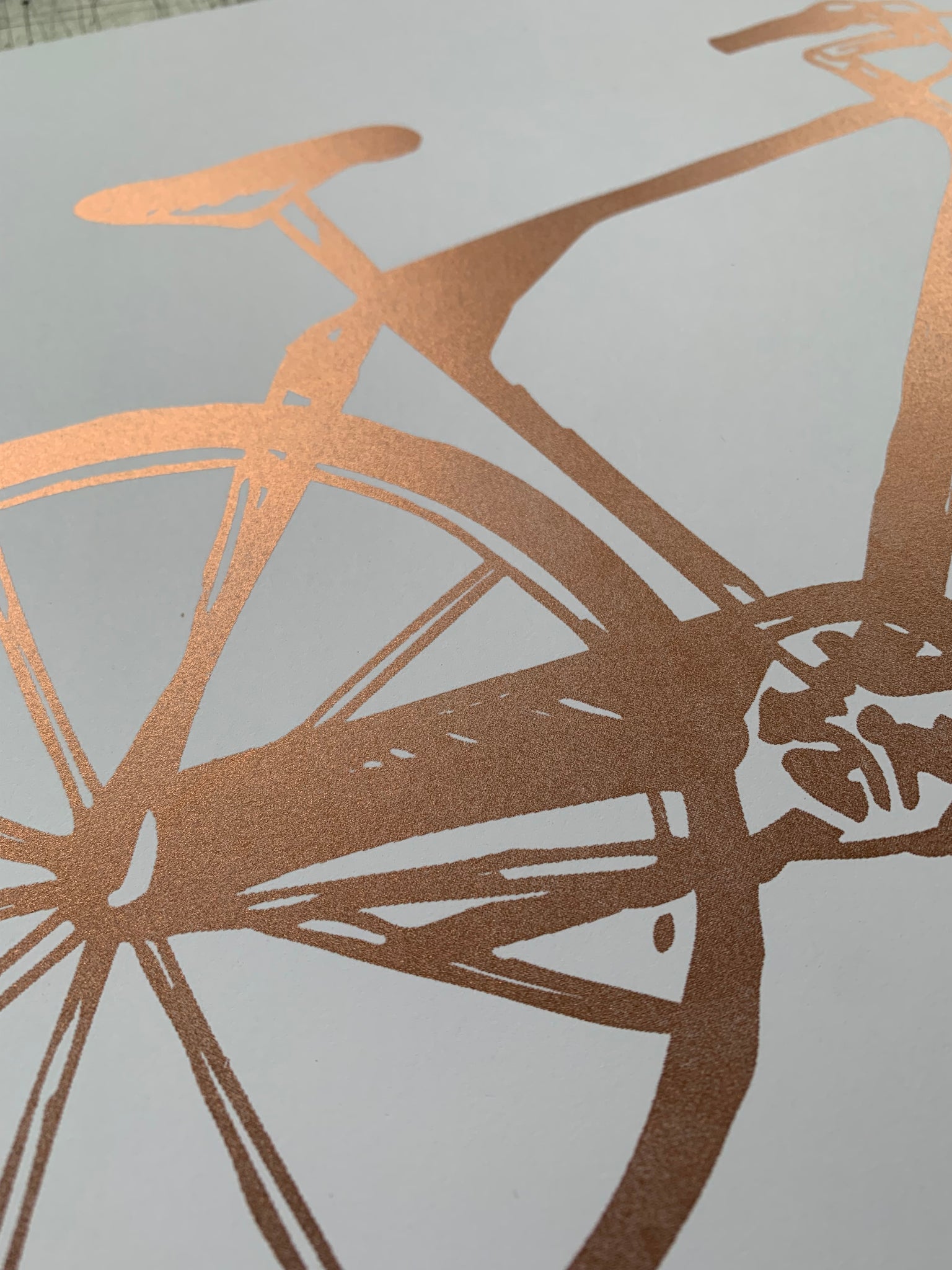 Affiche de Vélo encre métallique cuivre