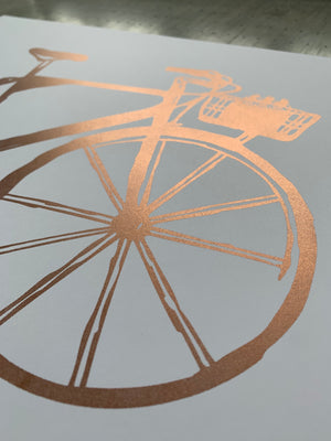Affiche de Vélo encre métallique cuivre